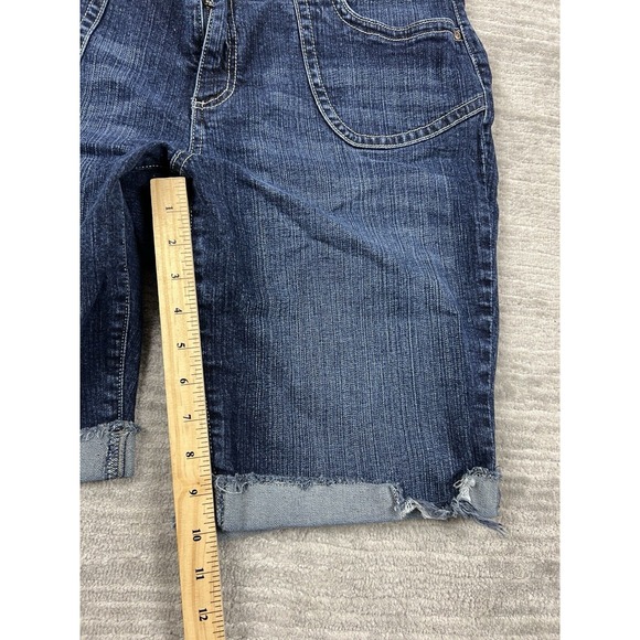 Cato‎ Shorts Womens 16W Blue Bermuda Dark Wash Cuffed Denim Cotton Blend - Picture 6 of 14